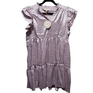 Umgee Lavender Shimmer Animal Print Patterned‎ Dress NWT Size M